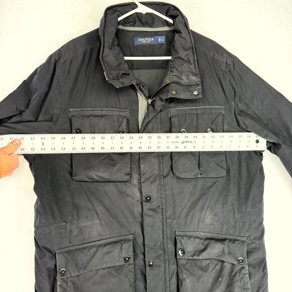 Nautica Mens XL Black Full Zip Utility Jacket Puffer Lined Winter Coat - Picture 10 of 11